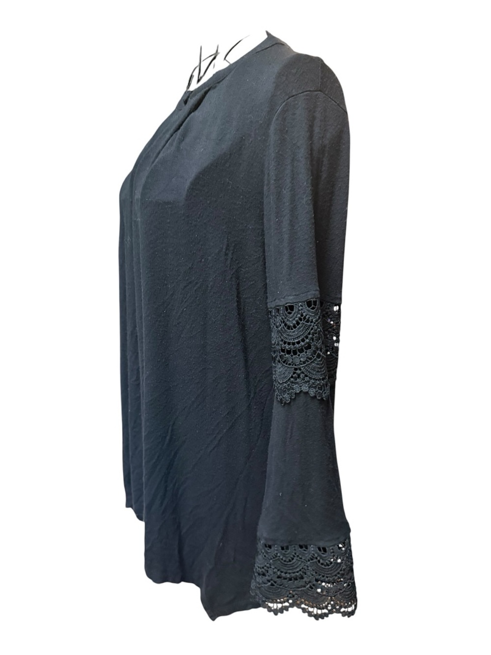 Wrangler Black Lace-Trim Bell Sleeve Tunic Medium - Picture 6 of 9
